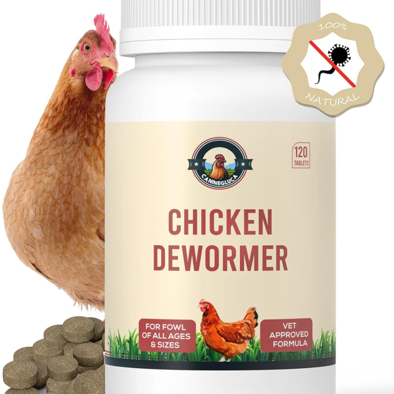 Chicken De-wormer: an All-Natural Health Formula, 120 Tablets, Safe for Eggs During Use, Complete Poultry Medicine Supplies, US-Made, Effective for Poultry and Ages.